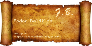 Fodor Balázs névjegykártya